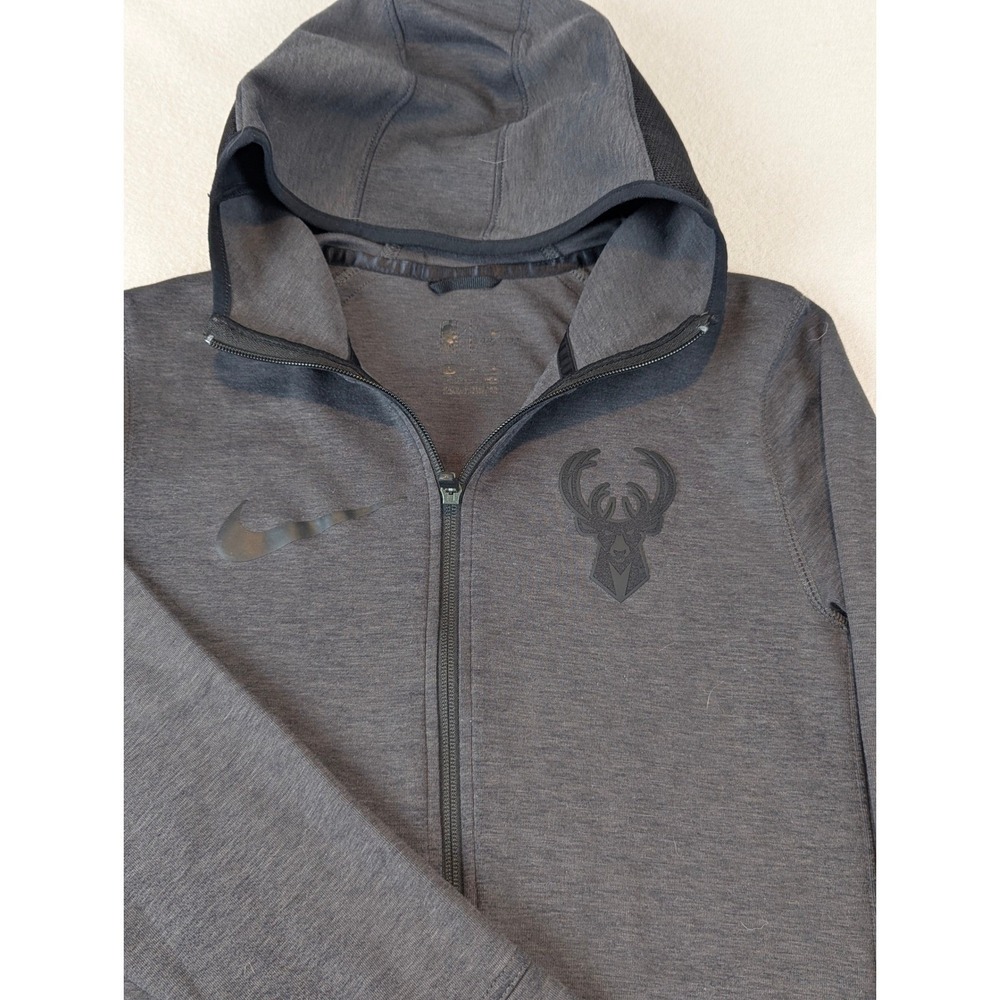 Milwaukee Bucks NBA Youth Lg DriFit Full Zip Hoodie Embroidered Logos BasketBall